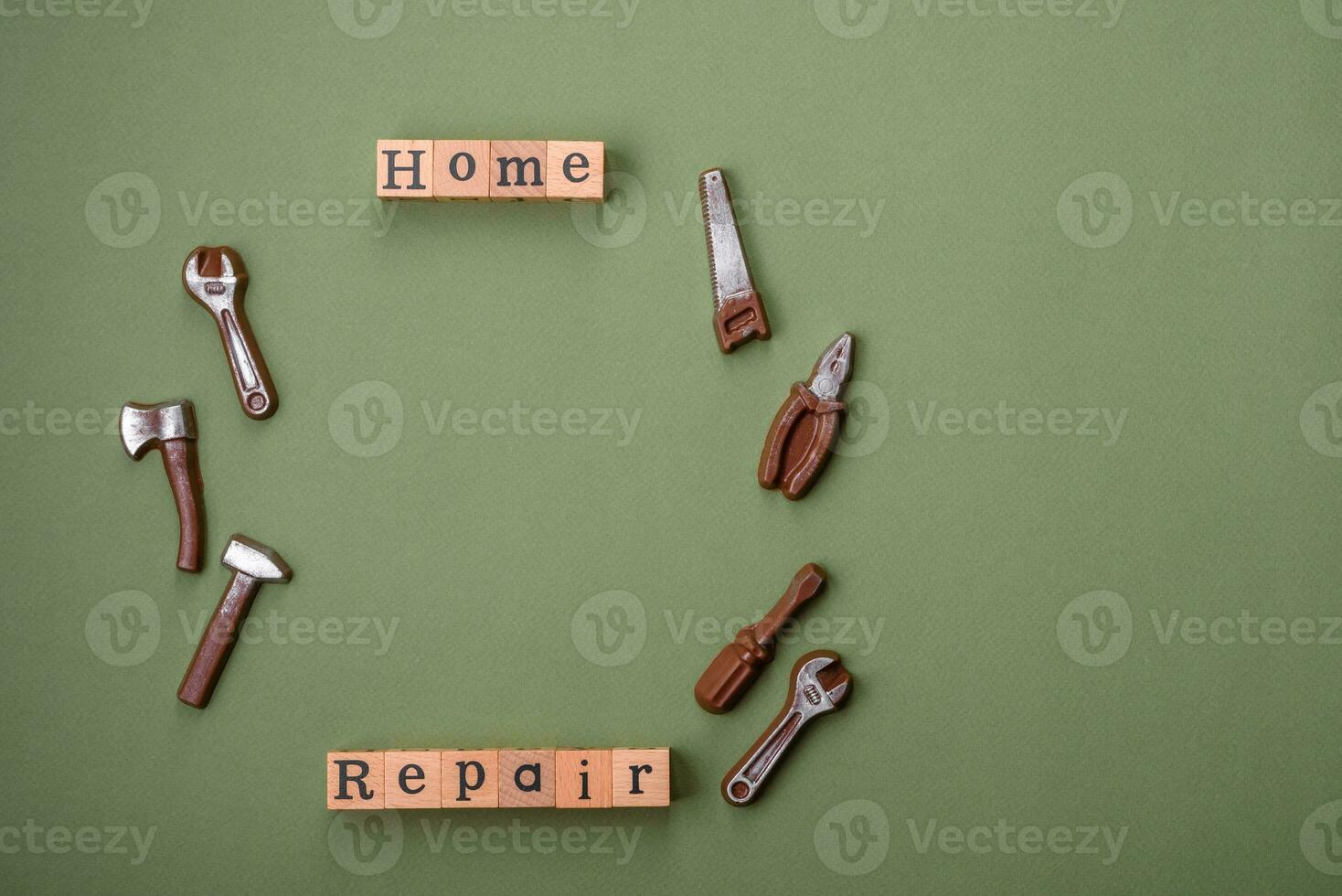 reparar o hogar mejora herramientas y un casa modelo en un llanura antecedentes foto