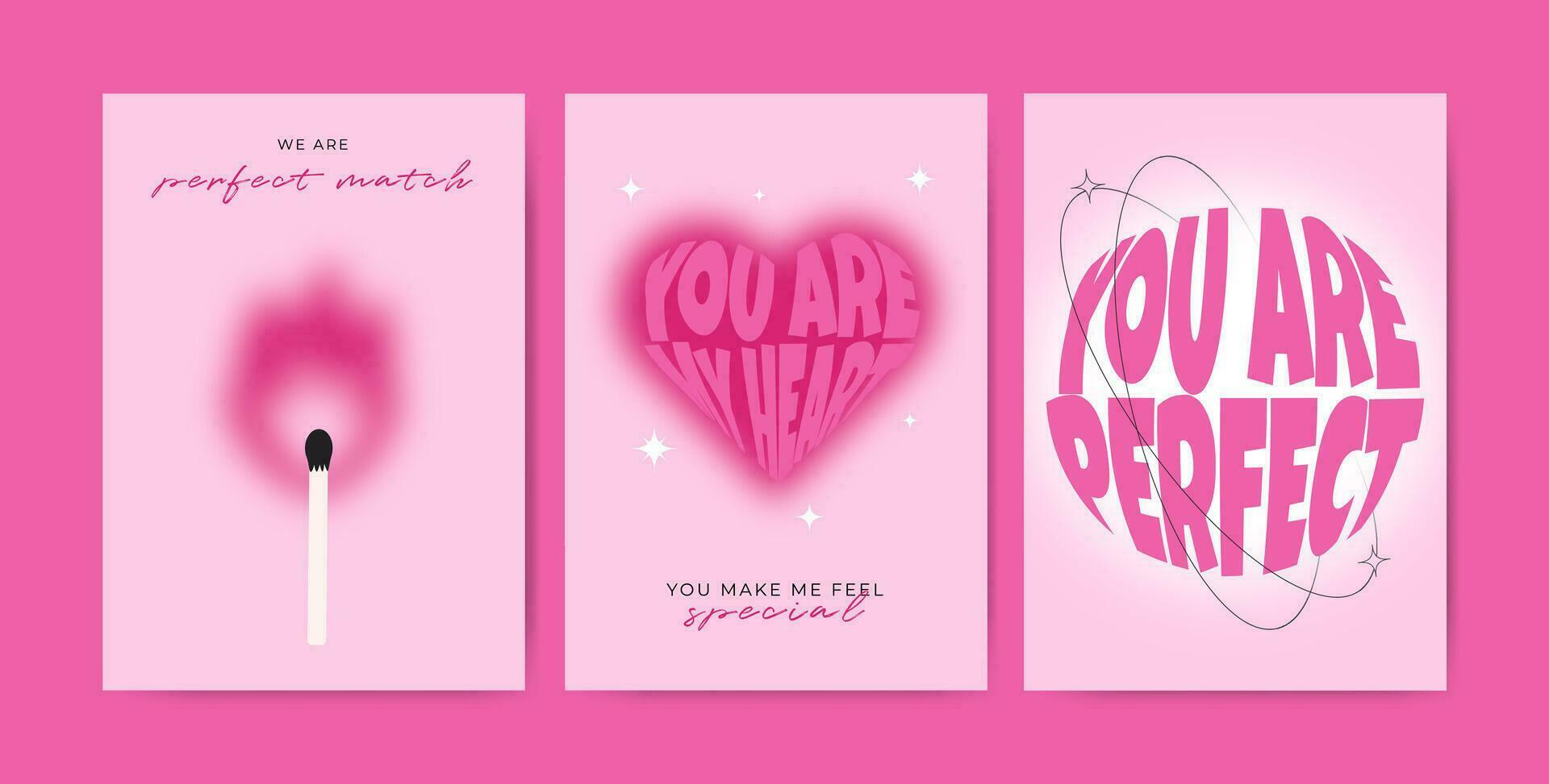 Happy Valentines Day card set vector