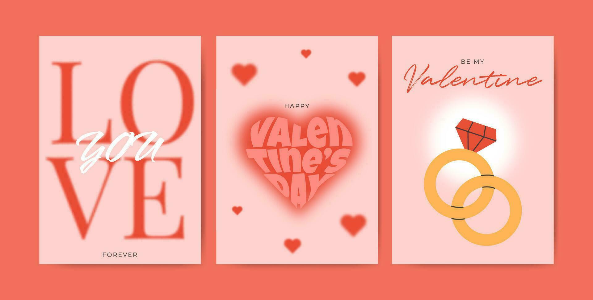 contento san valentin día tarjeta conjunto vector