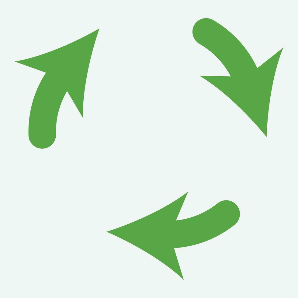 plano verde flechas reciclar, mundo tierra día, ambiente día, ecología concepto vector