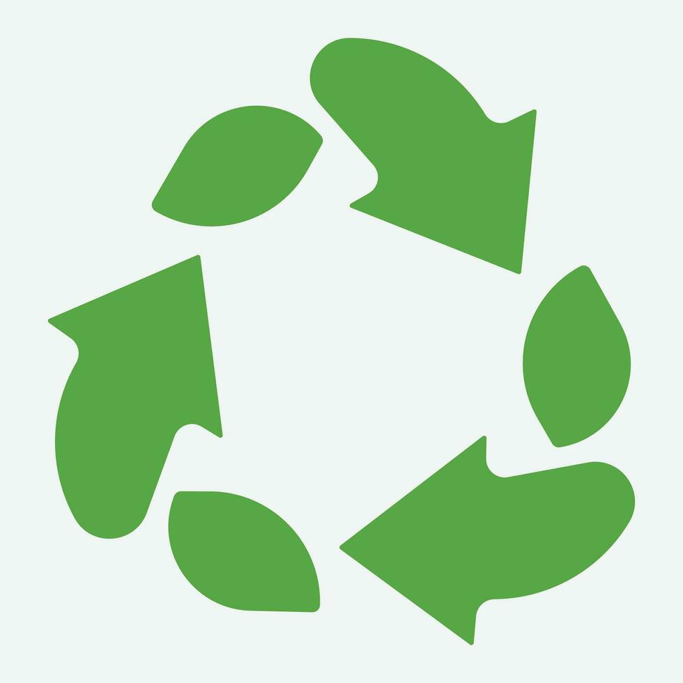 plano verde flechas reciclar, mundo tierra día, ambiente día, ecología concepto vector