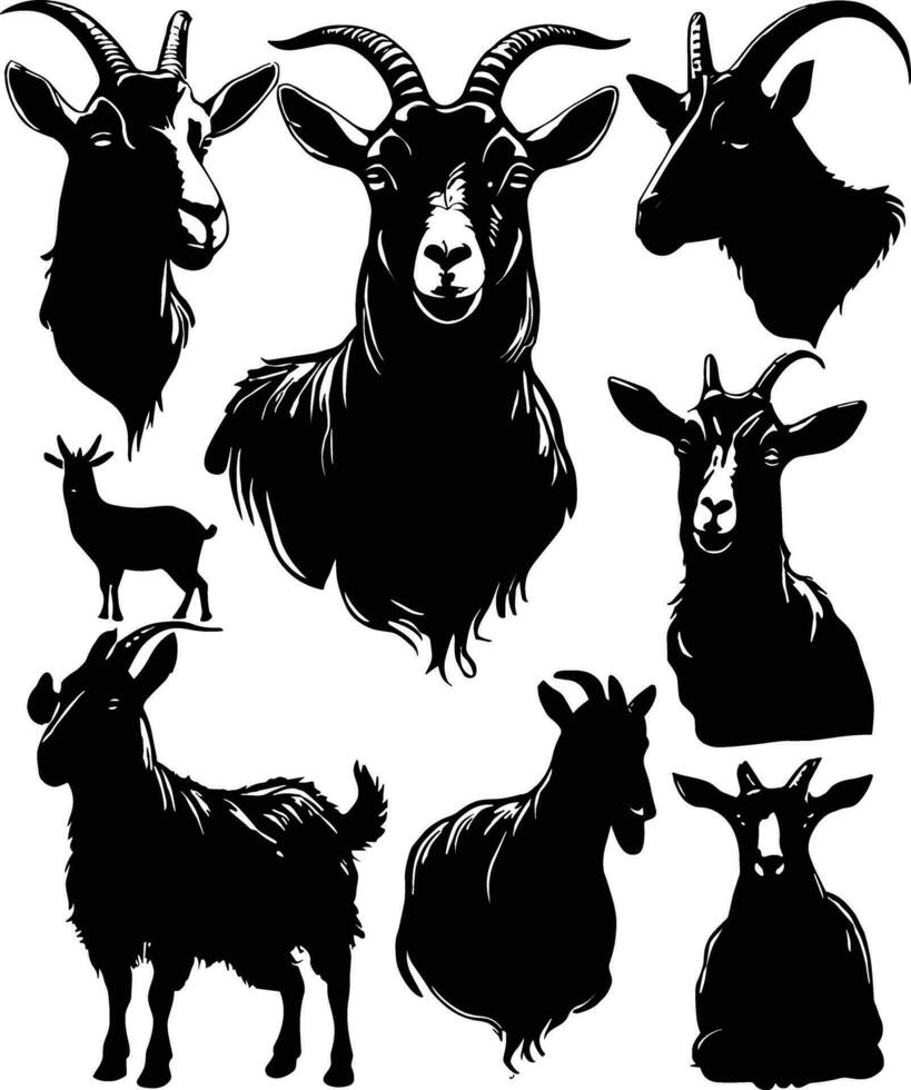 goat silhouettes, Goat vector