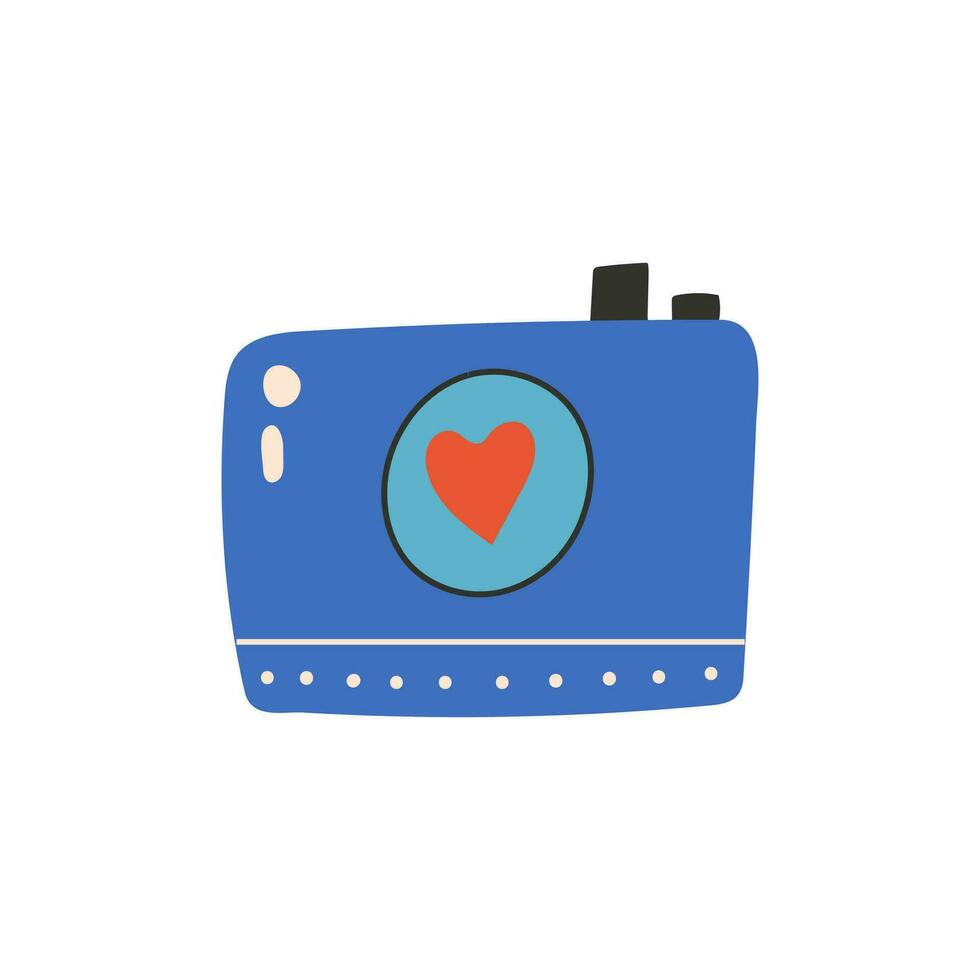 Camera with heart. Symbol of love, romance. Design for Valentine's Day. vector