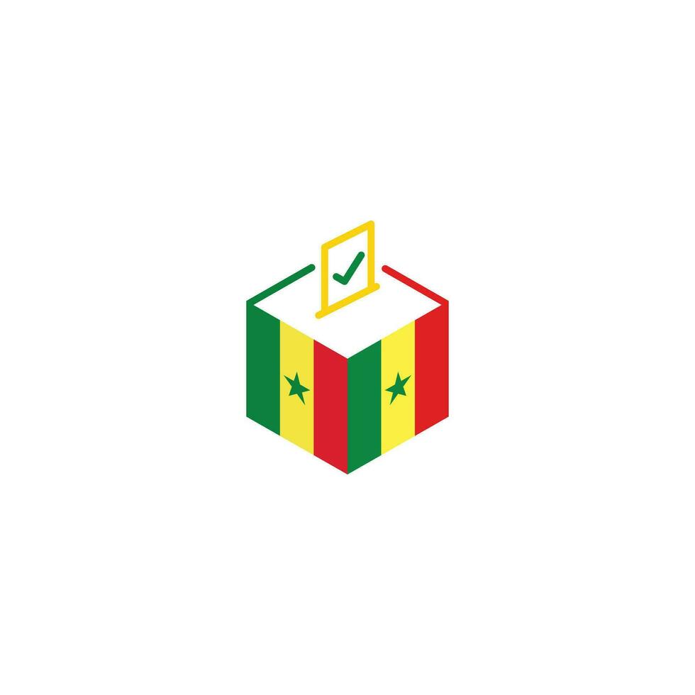 Senegal elección concepto, democracia, votación votación caja con bandera. vector icono ilustración