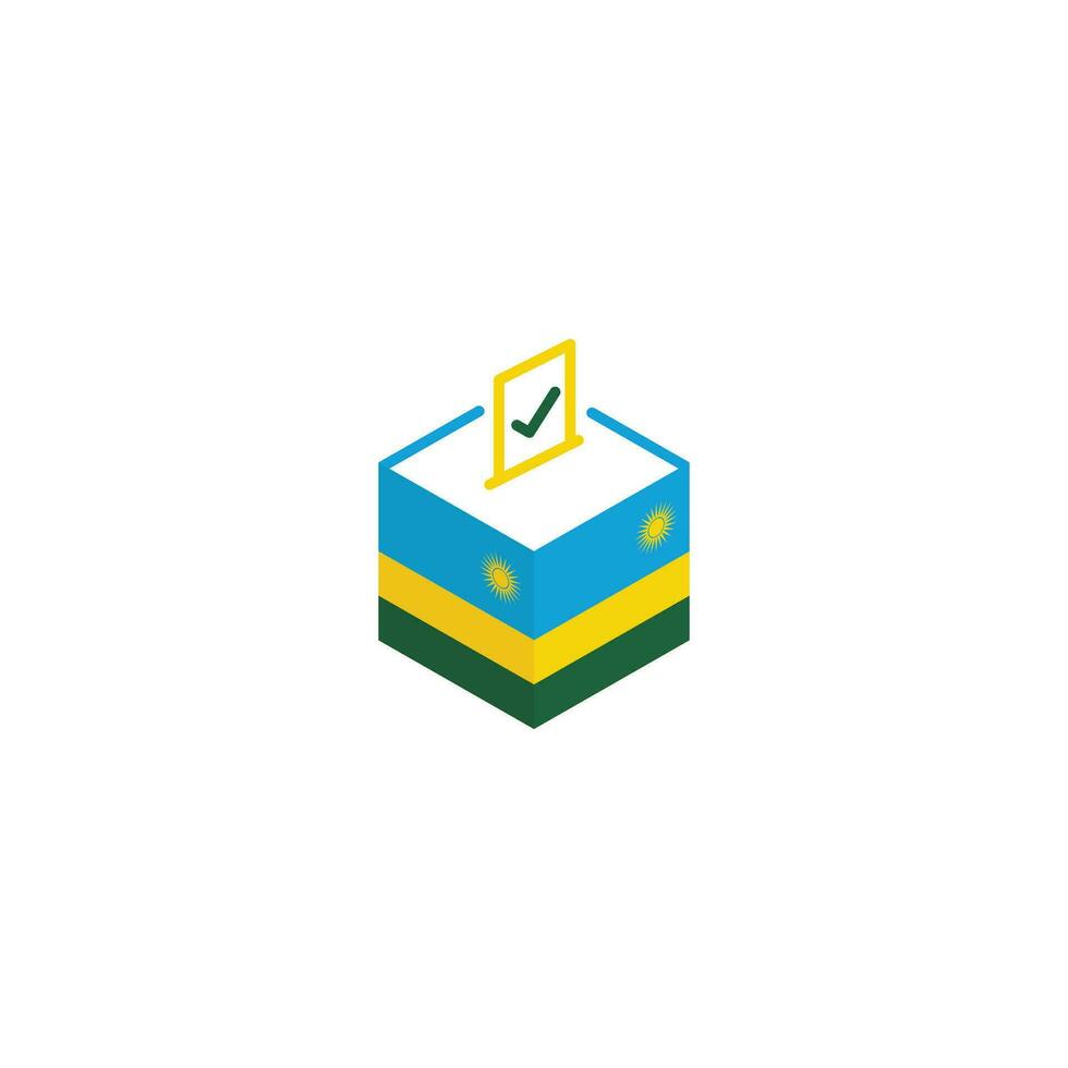 Rwanda election concept, democracy, voting ballot box with flag. Vector icon illustration