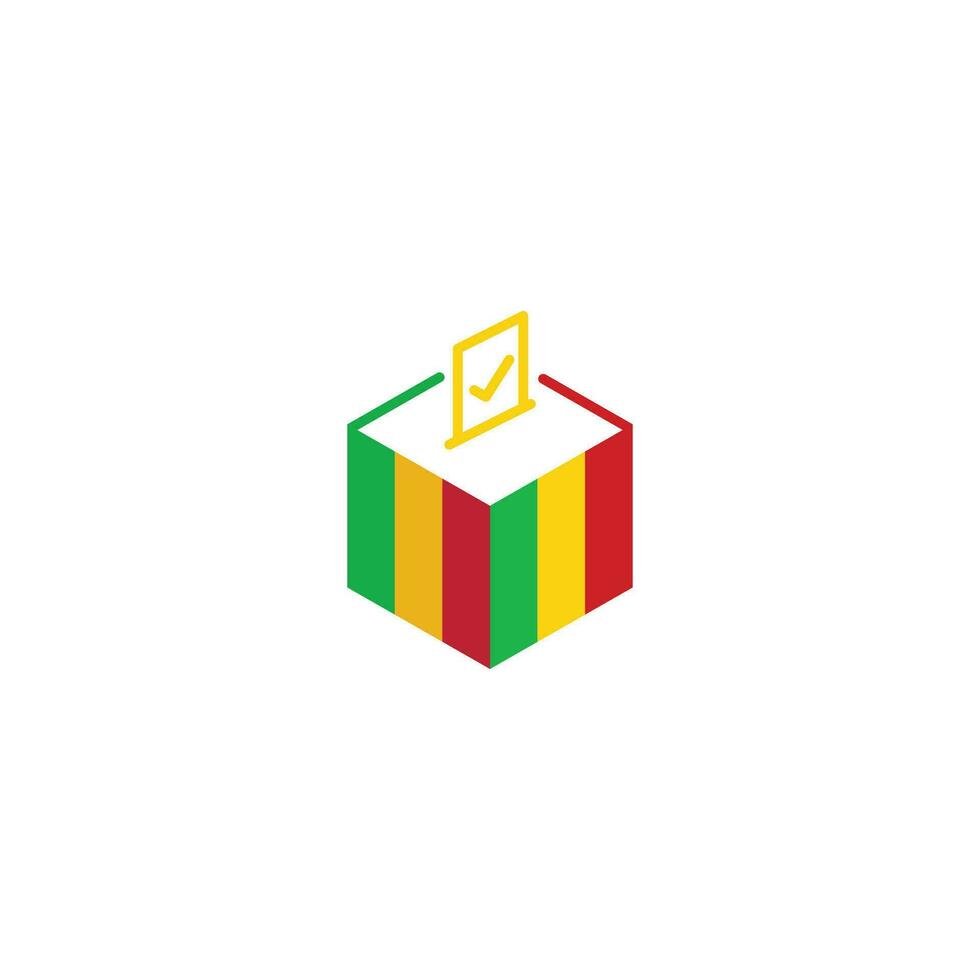 Mali election concept, democracy, voting ballot box with flag. Vector icon illustration