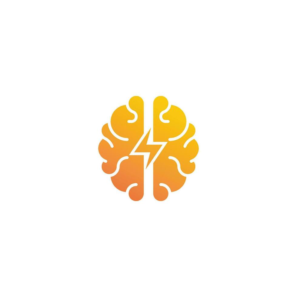 Fast thinking, Lightning brain, smart. Vector logo icon template