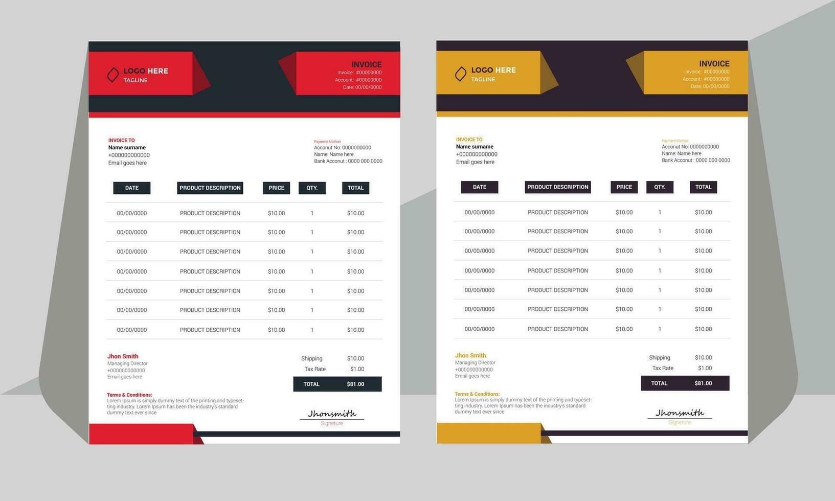 Modern Invoice design a4 size vector