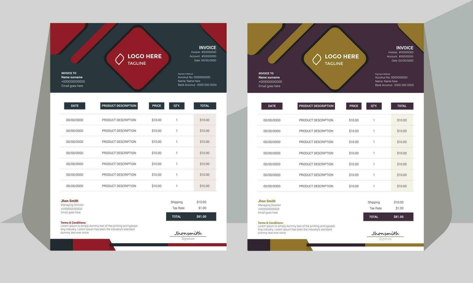 Modern Invoice design a4 size vector