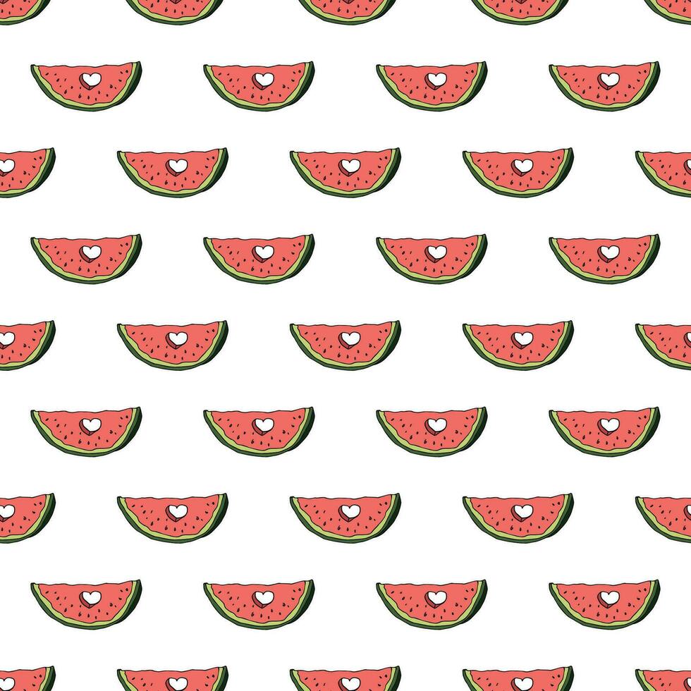 Seamless pattern with watermelon doodle for decorative print, wrapping paper, greeting cards, wallpaper and fabric vector