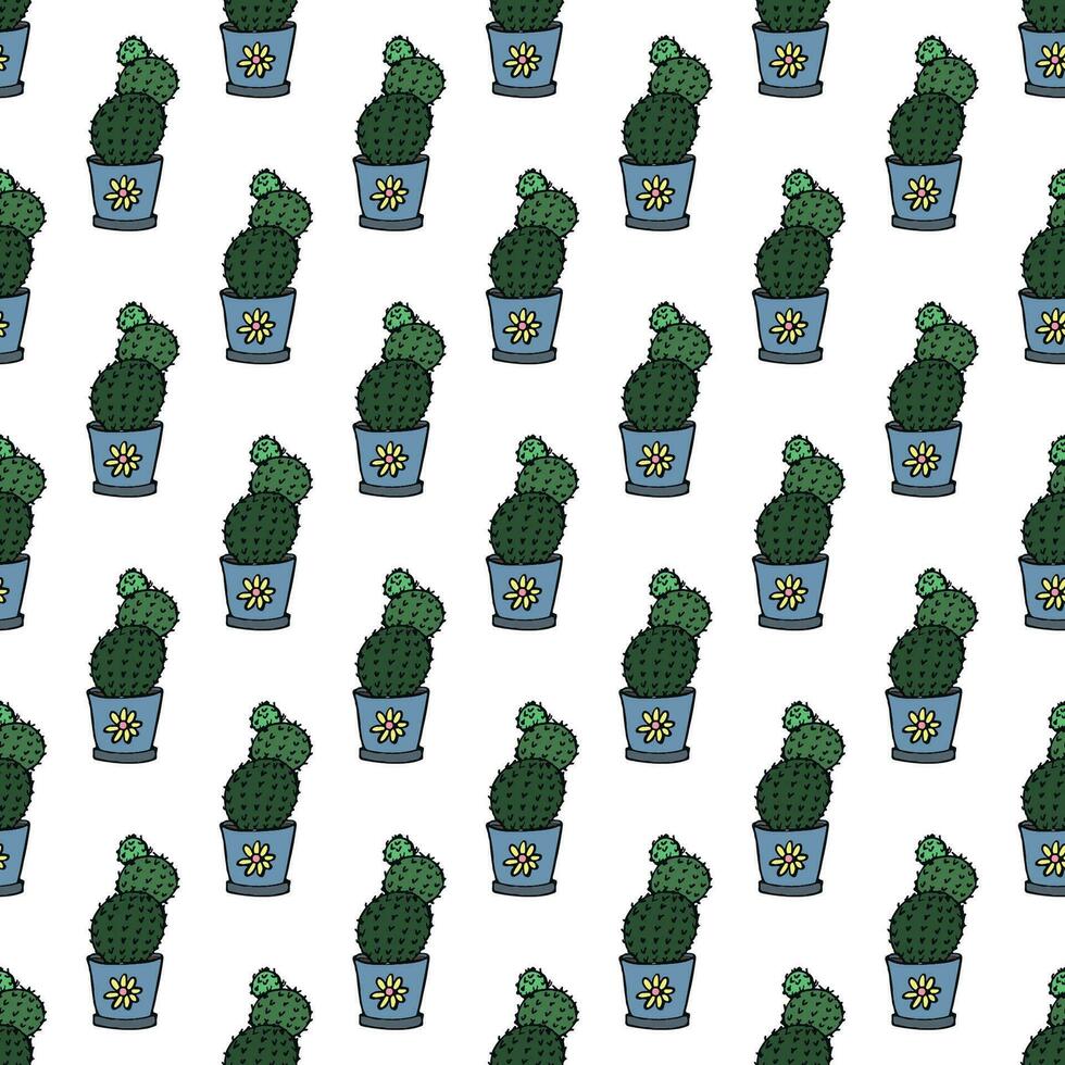 Seamless pattern with cactus doodle for decorative print, wrapping paper, greeting cards and fabric vector