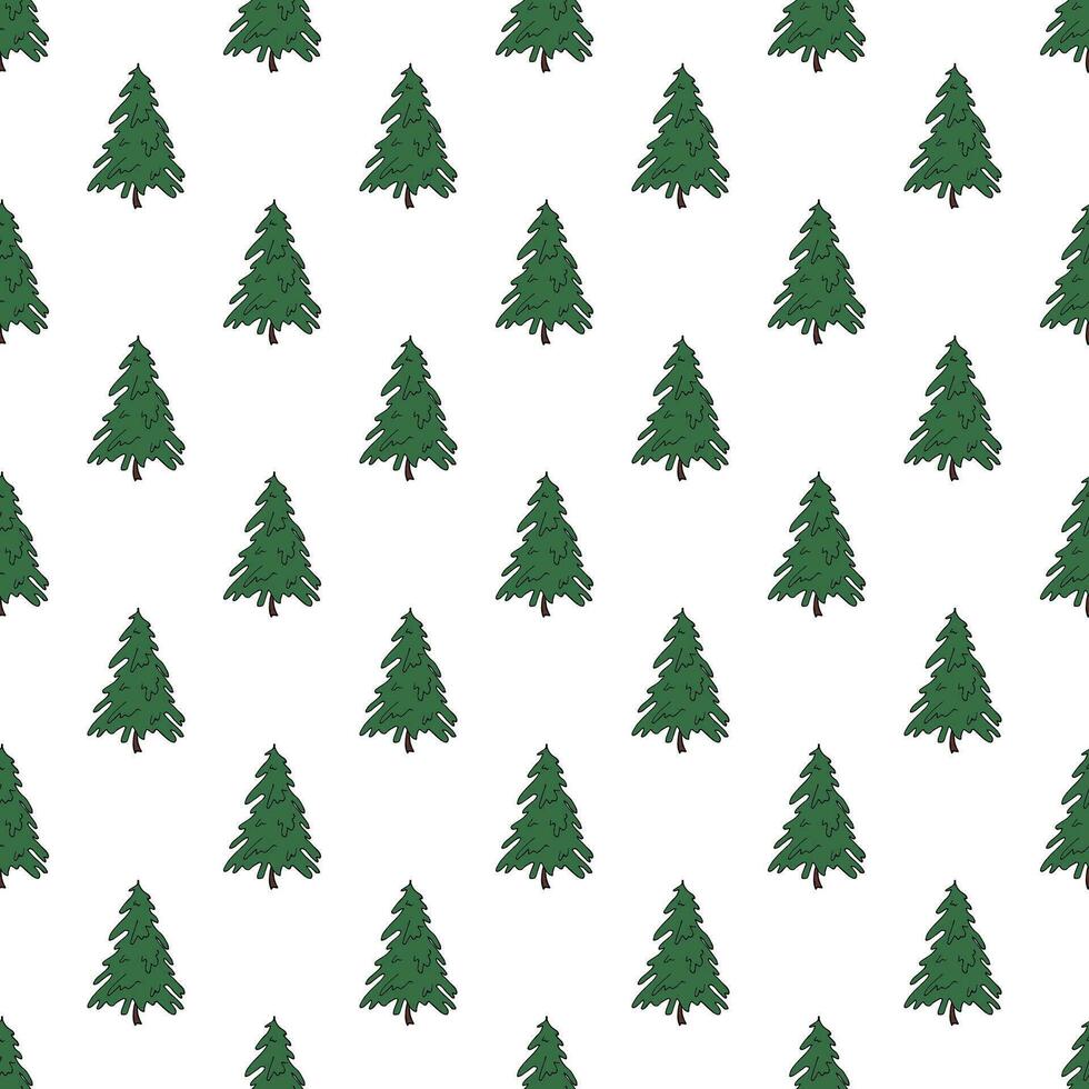 Seamless pattern with geometric minimal scandinavian Christmas tree doodle for decorative print, wrapping paper, greeting cards and fabric vector