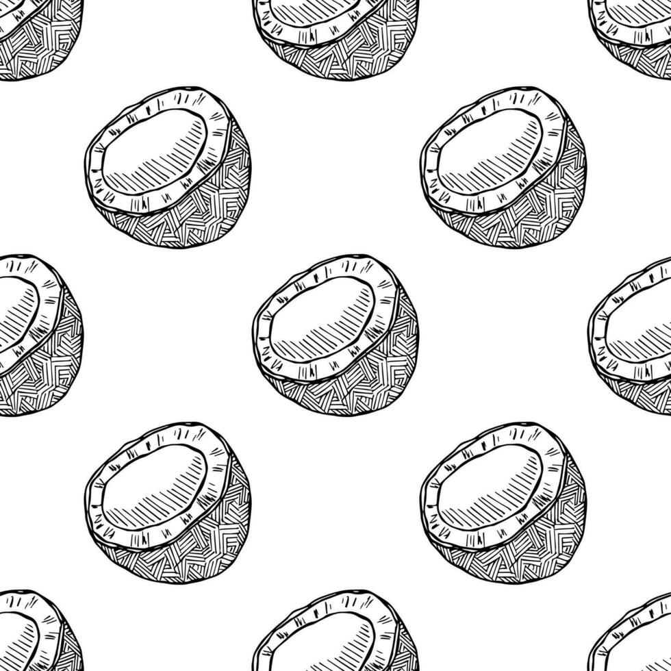 Seamless pattern with coconut doodle for decorative print, wrapping paper, greeting cards, wallpaper and fabric vector