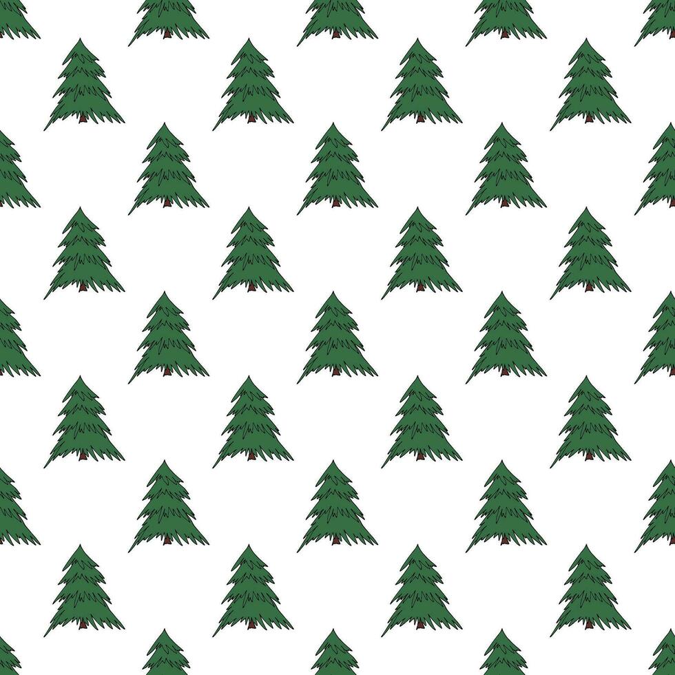Seamless pattern with geometric minimal scandinavian Christmas tree doodle for decorative print, wrapping paper, greeting cards and fabric vector