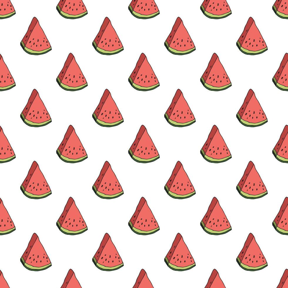 Seamless pattern with watermelon doodle for decorative print, wrapping paper, greeting cards, wallpaper and fabric vector