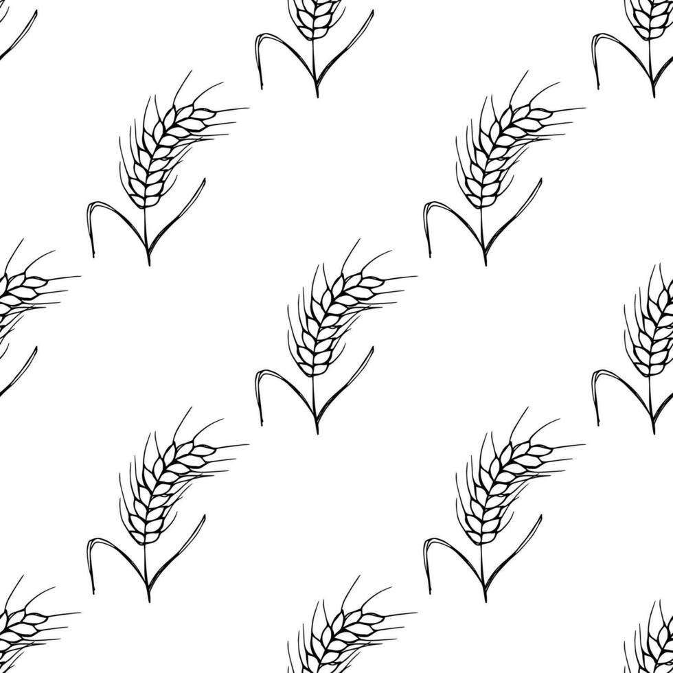 Seamless pattern with wheat doodle for decorative print, wrapping paper, greeting cards, wallpaper and fabric vector