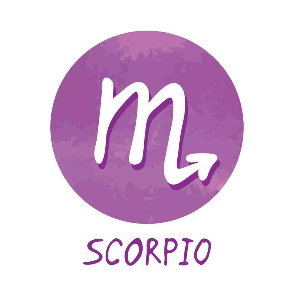 mano dibujado Escorpión zodíaco firmar en redondo marco astrología garabatear clipart elemento para diseño vector