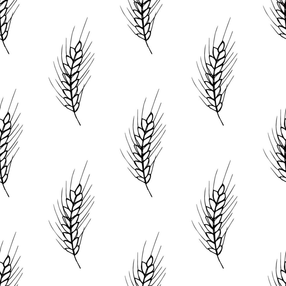 Seamless pattern with wheat doodle for decorative print, wrapping paper, greeting cards, wallpaper and fabric vector