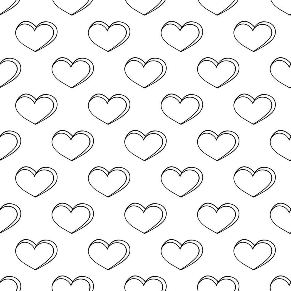 Seamless pattern with hand drawn heart doodle for decorative print, wrapping paper, greeting cards and fabric vector