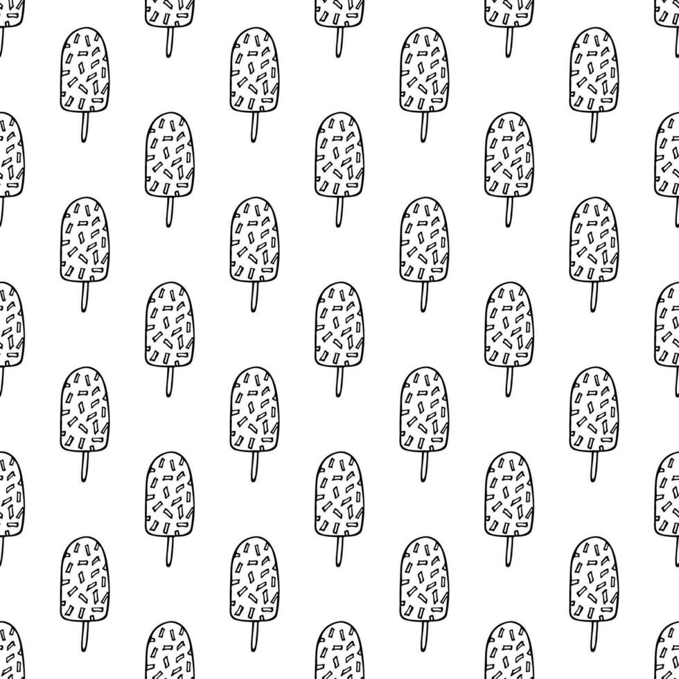 Seamless pattern with ice cream doodle for decorative print, wrapping paper, greeting cards, wallpaper and fabric vector