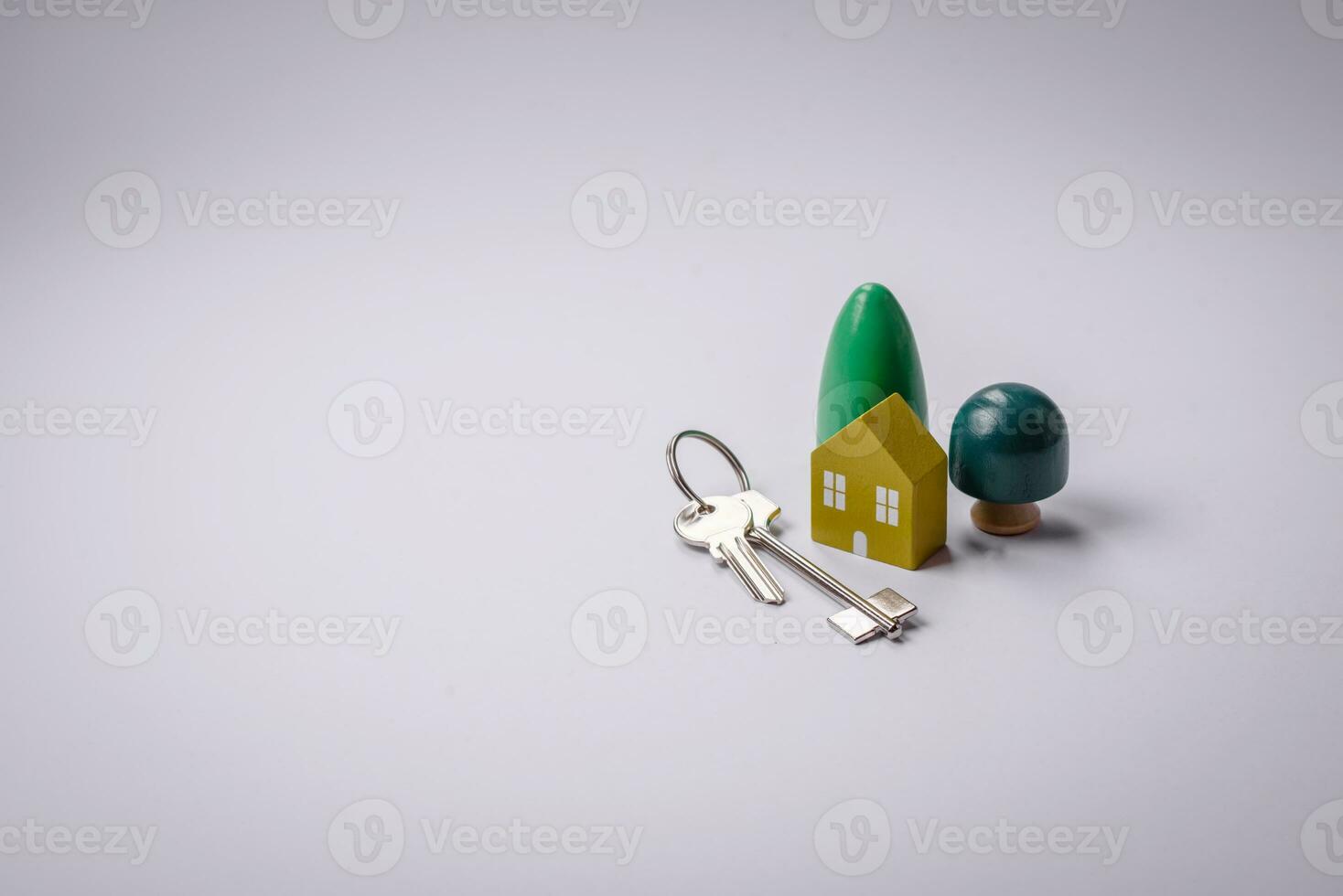 A small wooden house and keys as an idea for investing in your own home photo