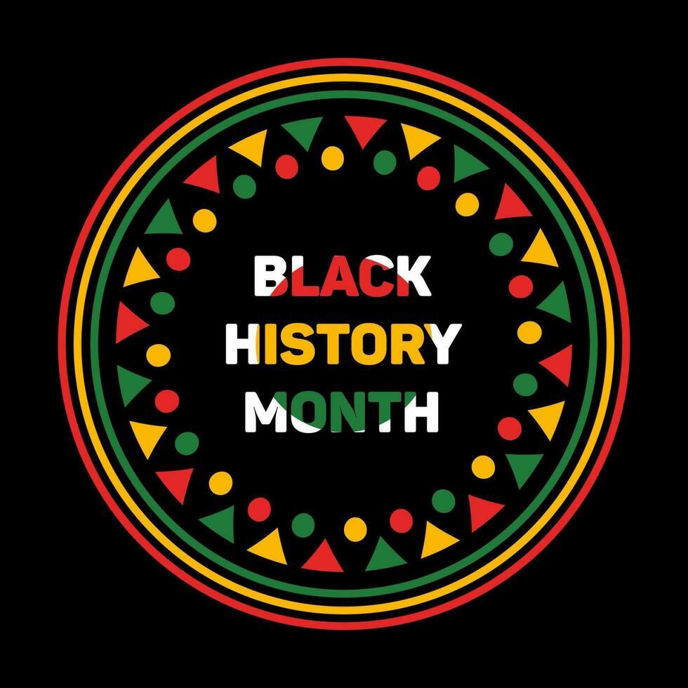 Black History Month. Square bright banner. Lettering with ethnic abstract pattern. The concept of the struggle for equality. African American. February. Vector illustration. For website, poster, flyer