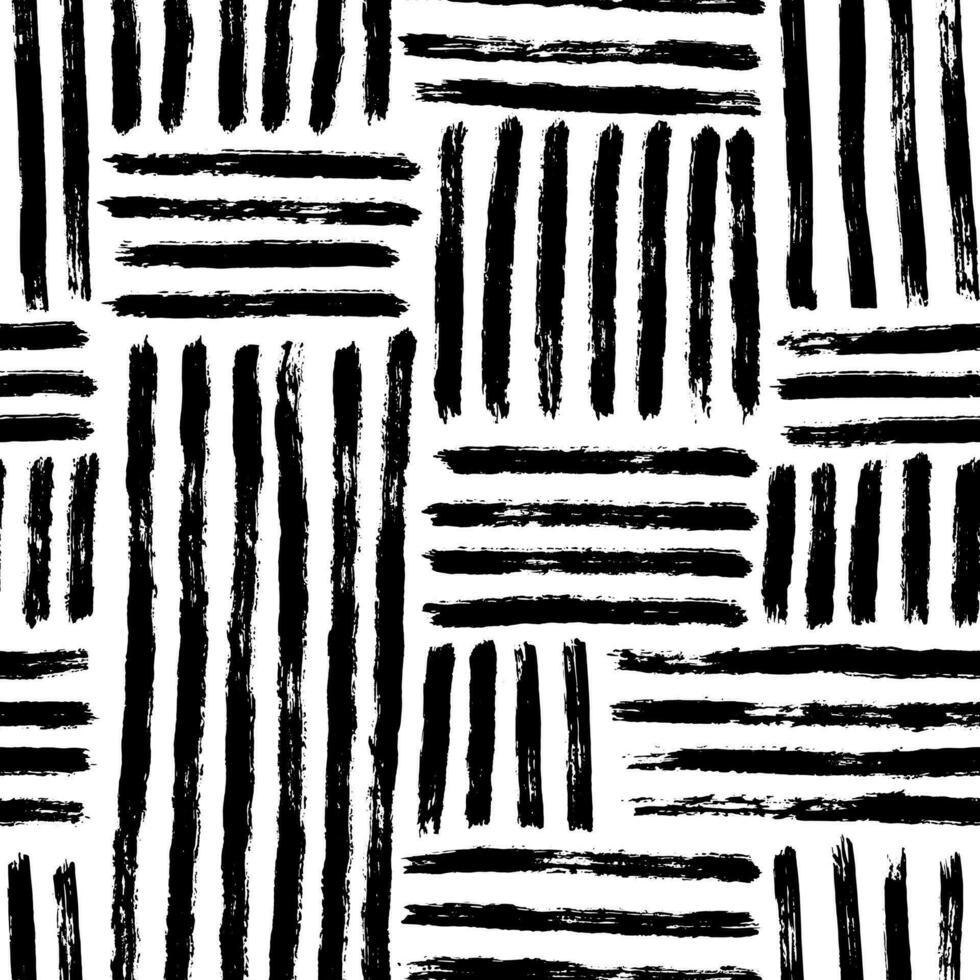 Aesthetic Contemporary printable seamless pattern with abstract line, dot, shape brush stroke in black and white colors. Boho background in minimalist style vector Illustration for wallpaper fabric