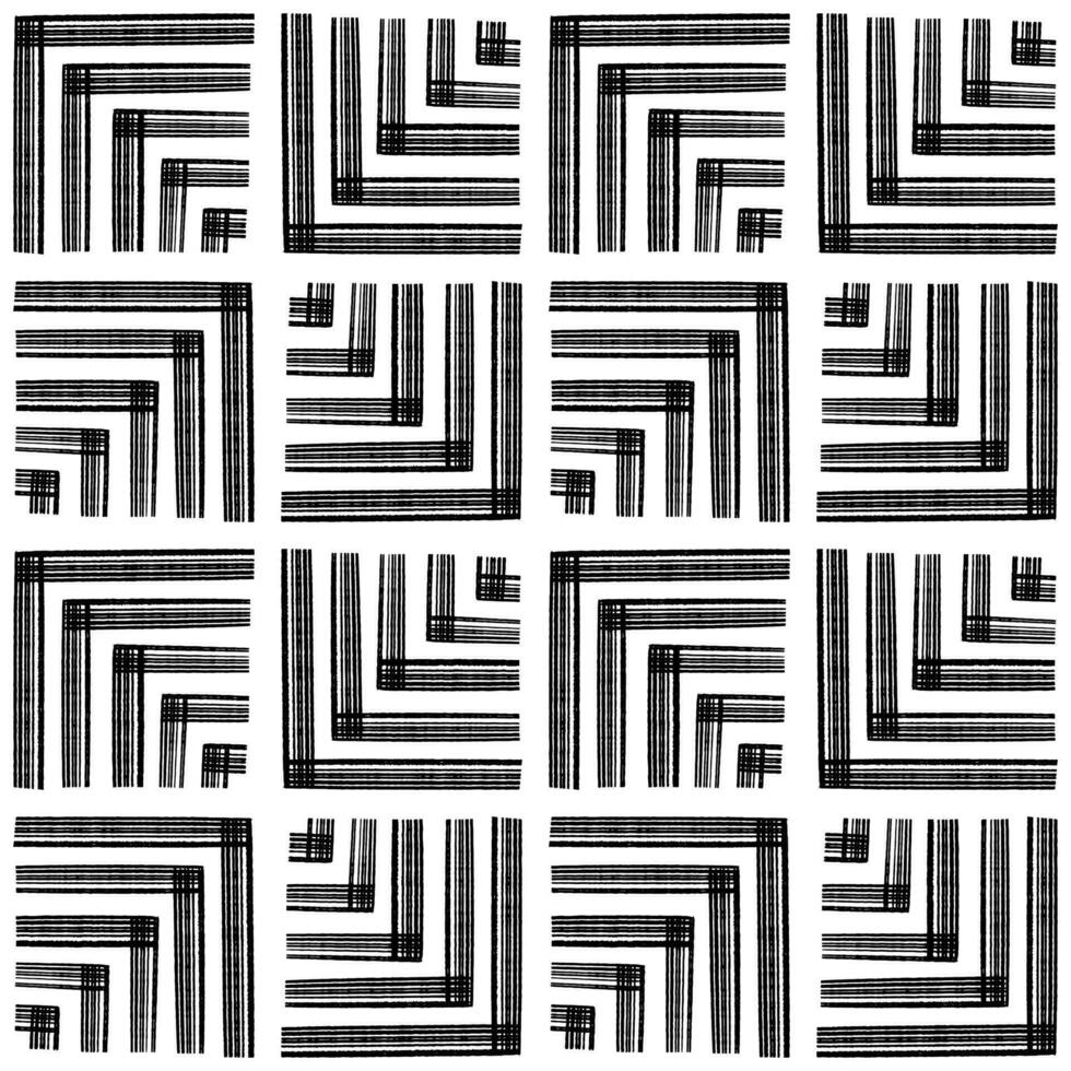 Aesthetic Contemporary printable seamless pattern with abstract line, dot, shape brush stroke in black and white colors. Boho background in minimalist style vector Illustration for wallpaper fabric