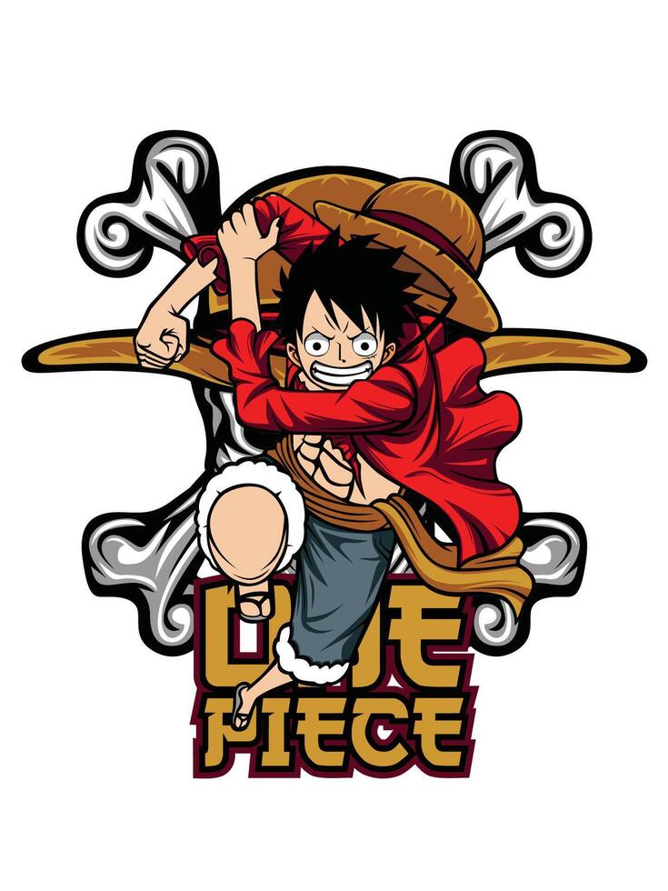 impresión luffy uno pedazo logo vector