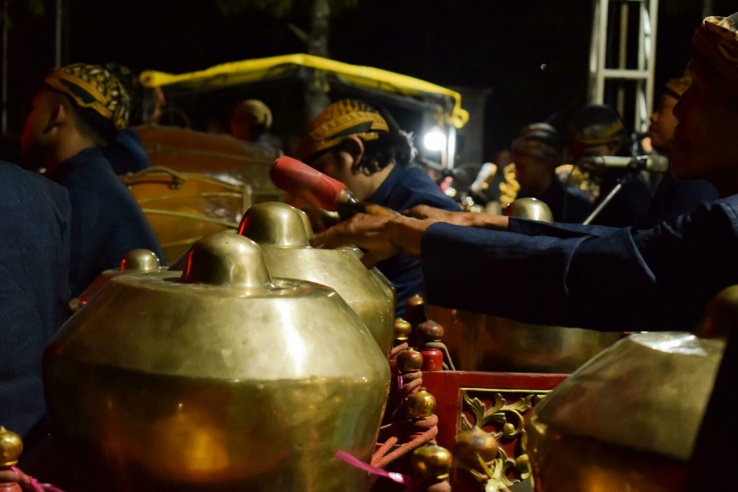 Gamelan or bonang javanese traditional instrumental music from indonesia. Tuban, Indonesia - 22 September, 2023. photo