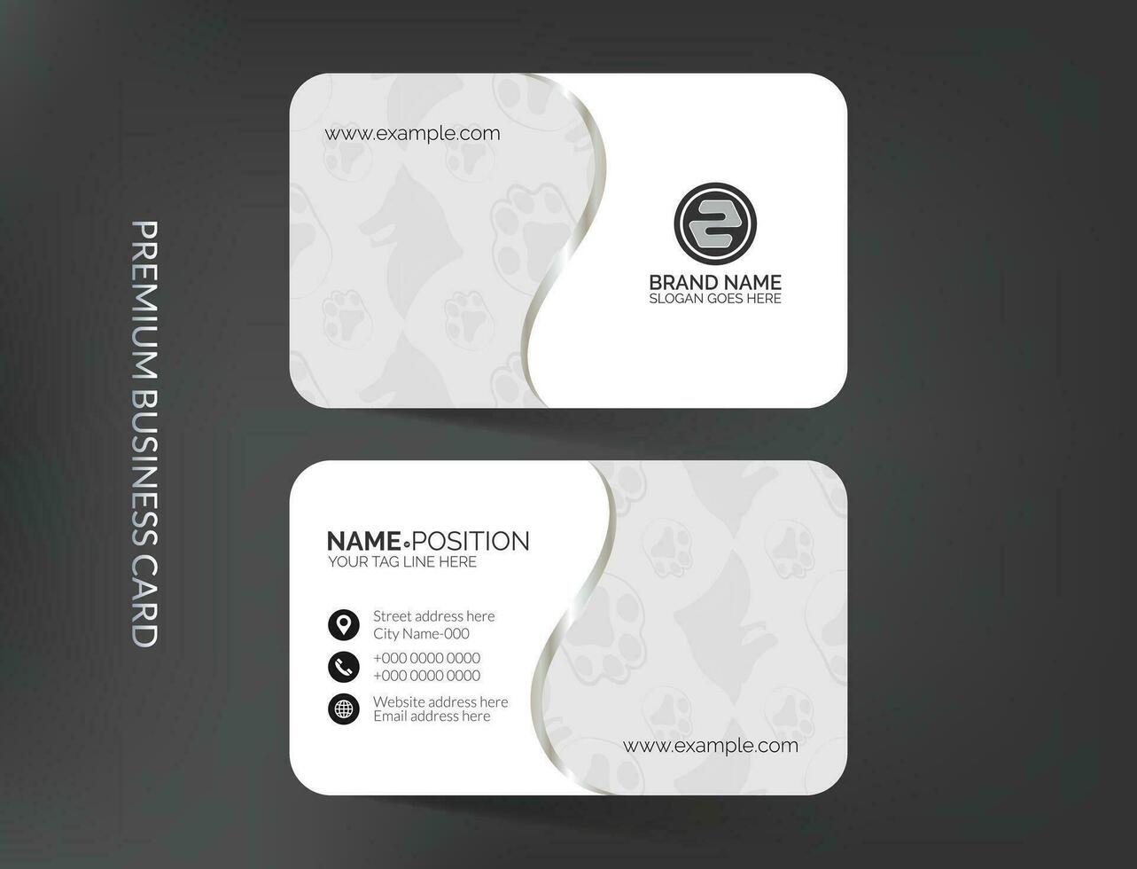 Elegant light business card templa with logo and icons design vector