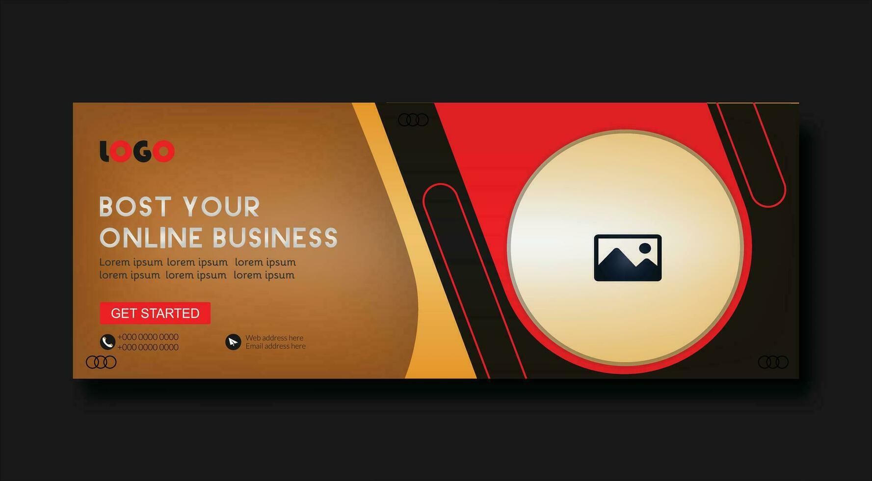Corporate social media banner or cover template design with dark mockup vector