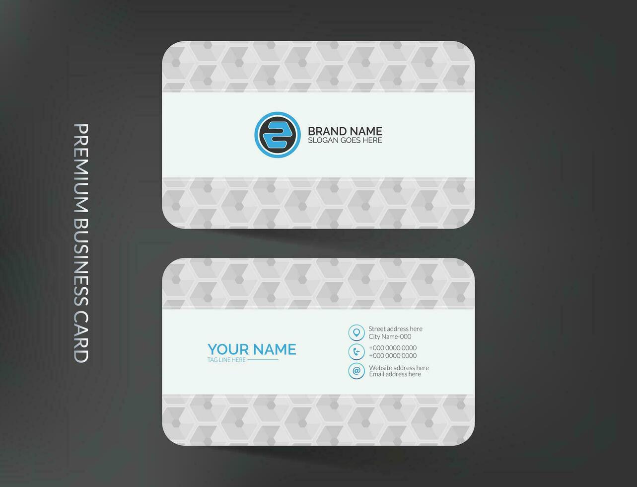 Elegant light business card templa with logo and icons design vector