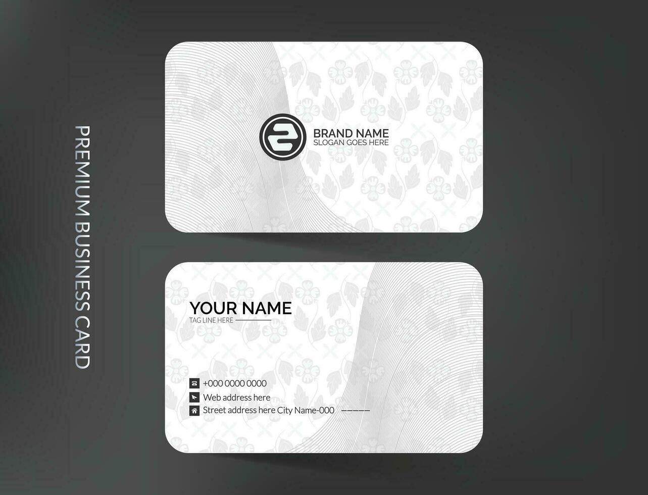 Elegant light business card templa with logo and icons design vector