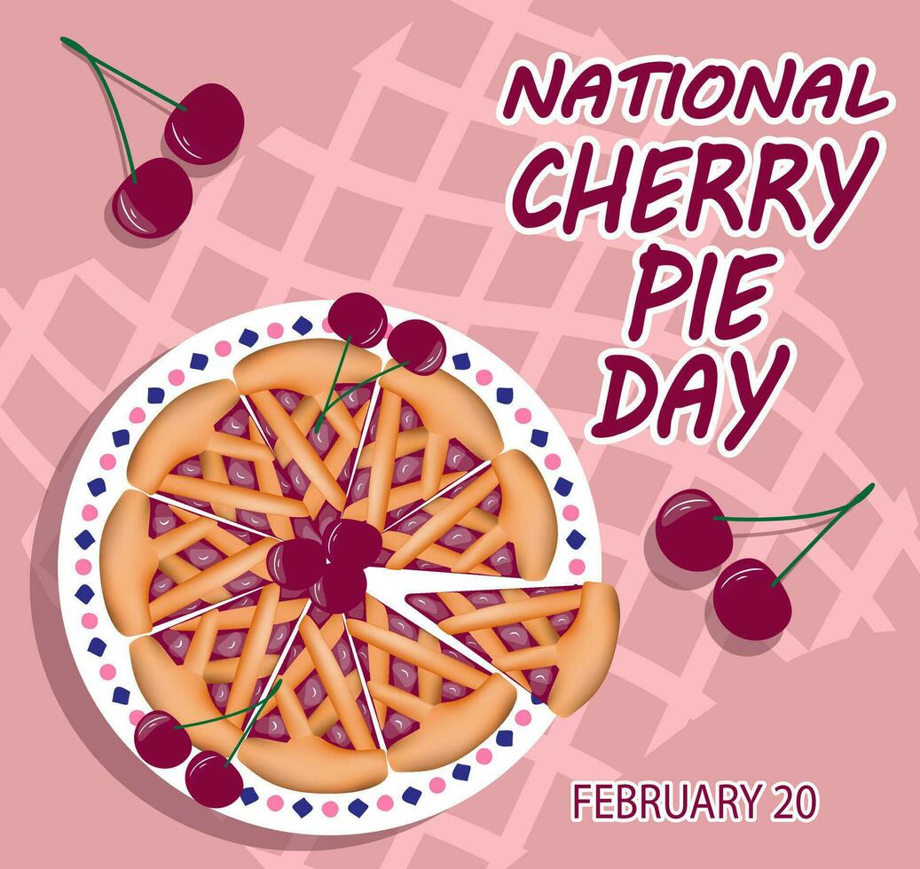 Pie top view. Cooked tasty round food pastry pie desserts exact vector, cherry pie. vector