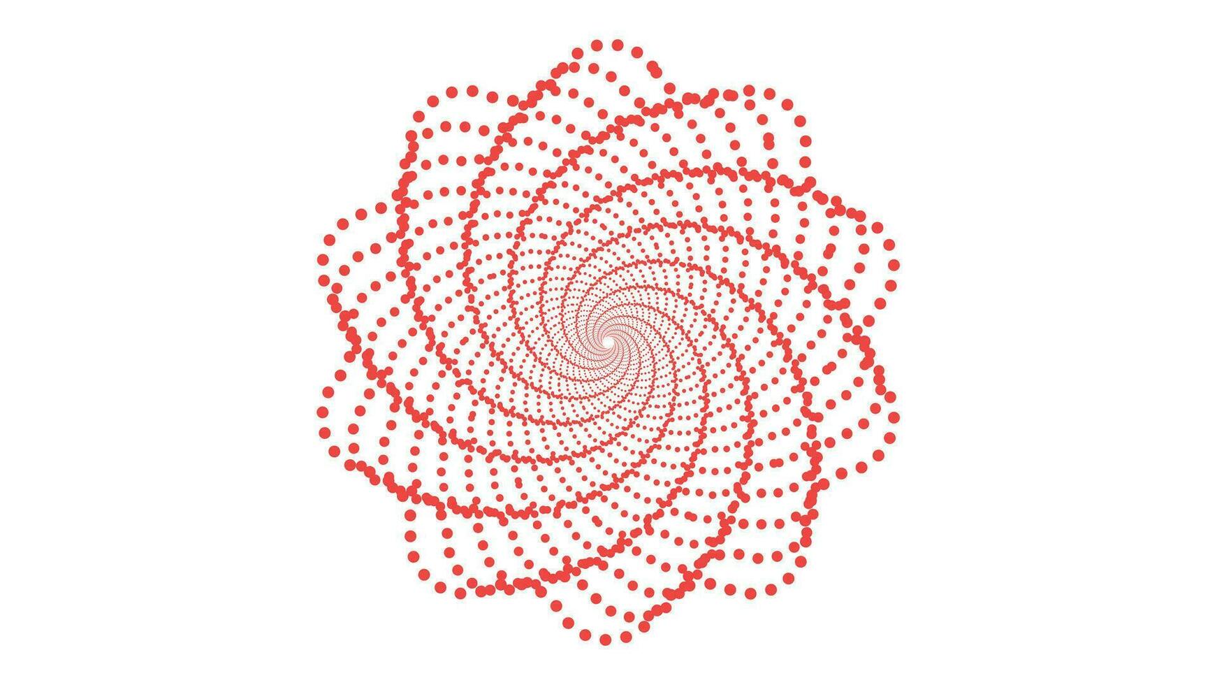 Abstract spiral dotted spinning red and white vortex style flower background. vector