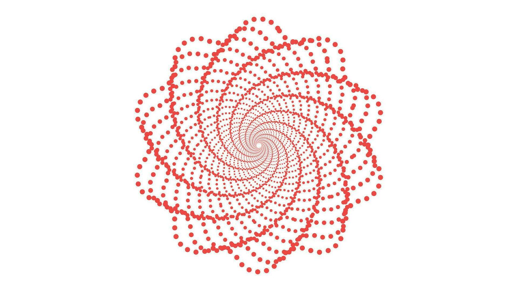 Abstract spiral dotted spinning red and white vortex style flower background. vector