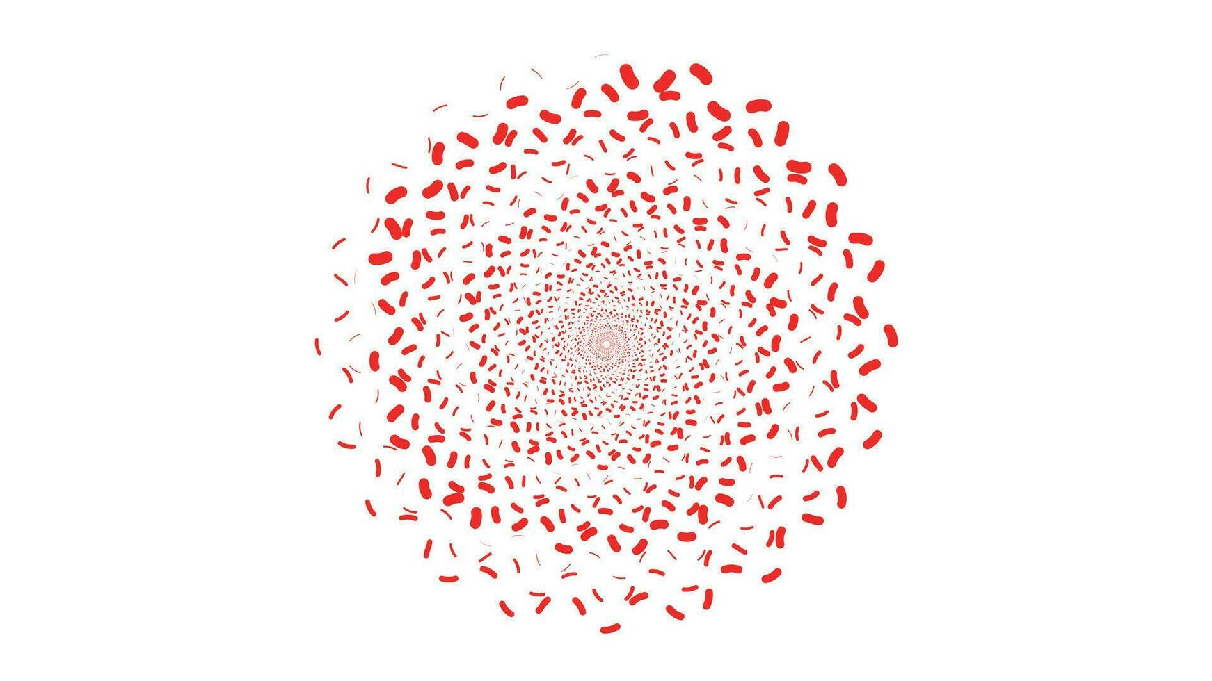 Abstract spiral dotted spinning red and white vortex style flower background. vector