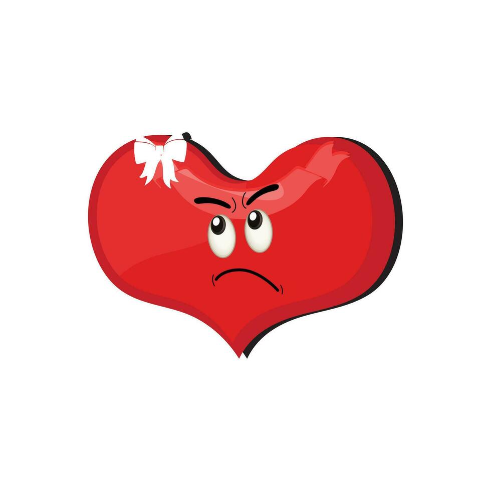 Heart funny cartoon character different pose. Cartoon red heart character with funny face. Happy cute heart emoji set. Love vector illustration. Valentine Day card