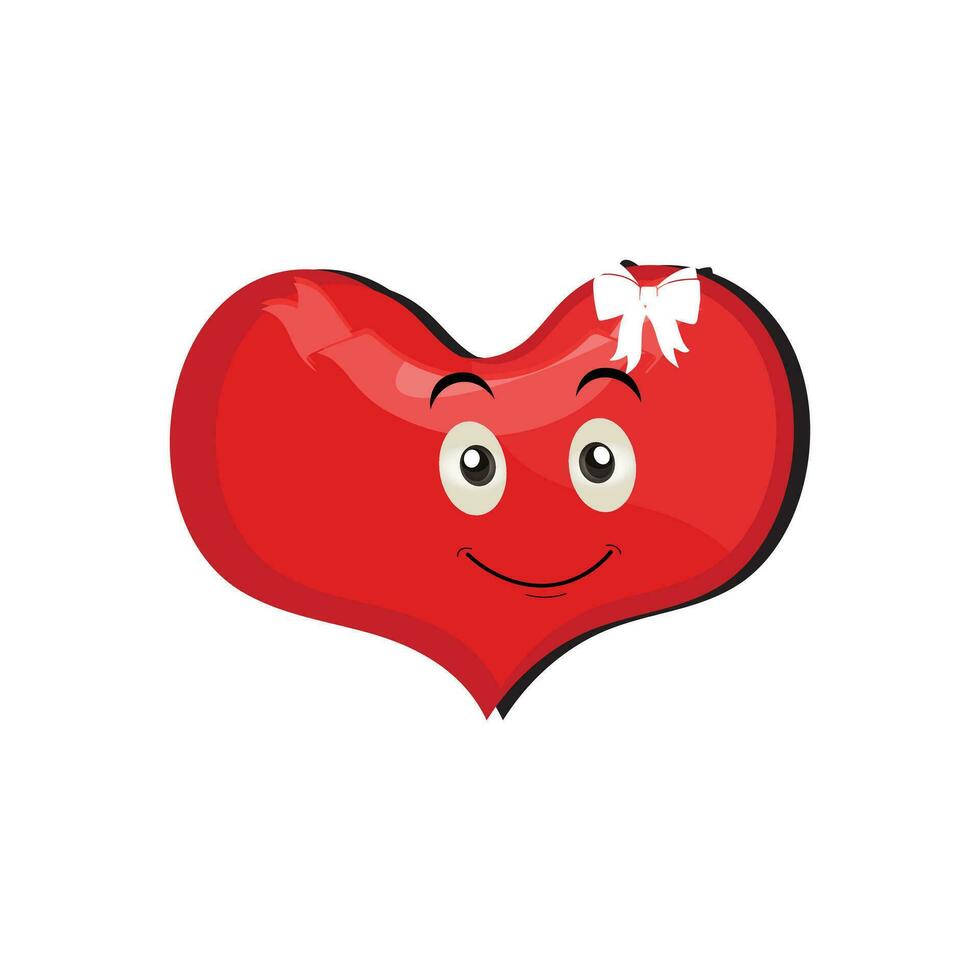 Heart funny cartoon character different pose. Cartoon red heart character with funny face. Happy cute heart emoji set. Love vector illustration. Valentine Day card