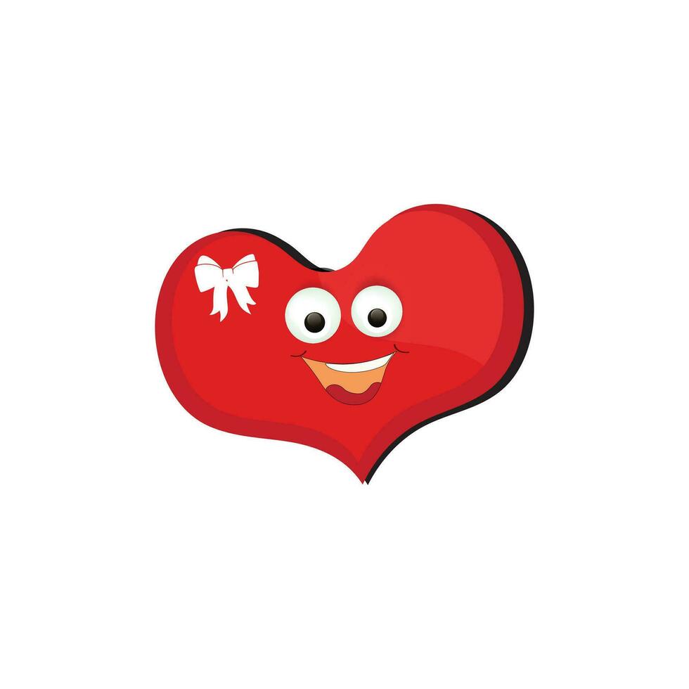 Heart funny cartoon character different pose. Cartoon red heart character with funny face. Happy cute heart emoji set. Love vector illustration. Valentine Day card