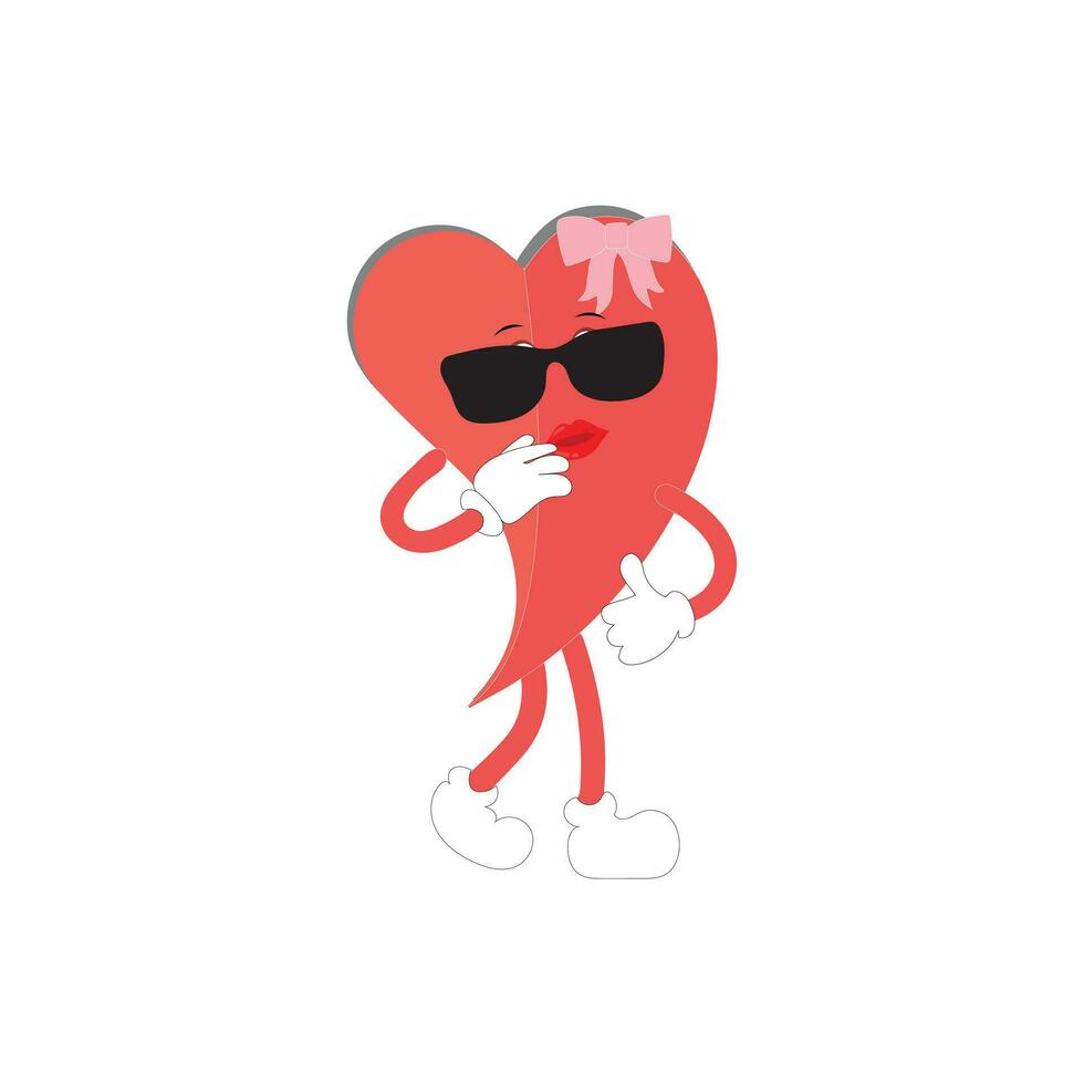 love heart cartoon with many expressions. different love heart activity vector illustration flat design. smart love heart for children story book.