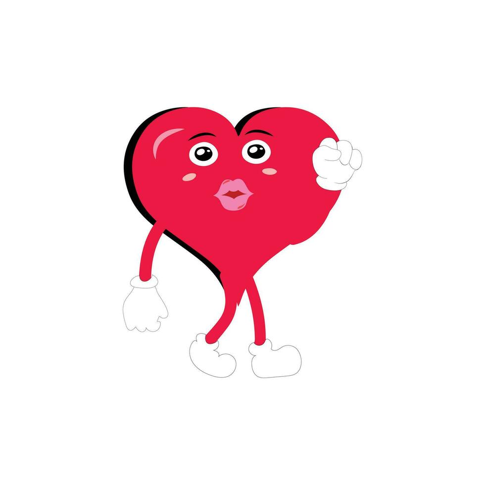 Love heart cartoon with many expressions. different love heart activity vector illustration flat design. smart love heart for children story book.