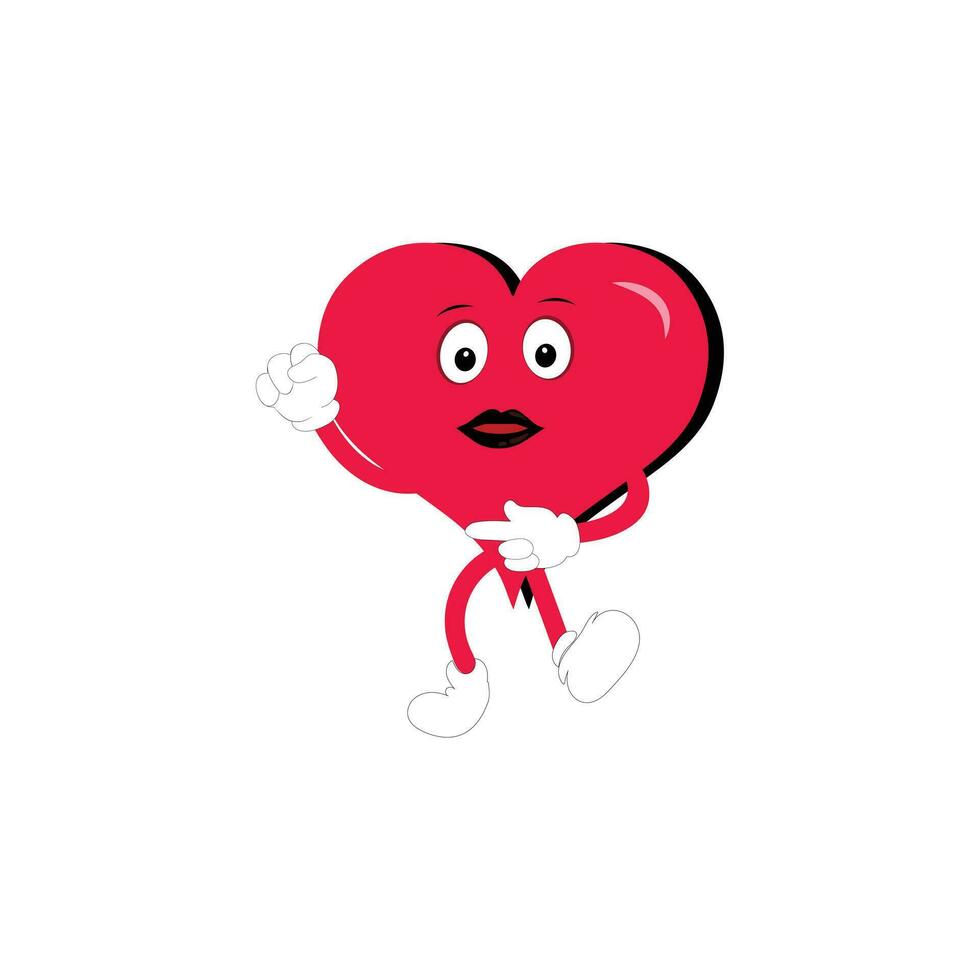 Love heart cartoon with many expressions. different love heart activity vector illustration flat design. smart love heart for children story book.