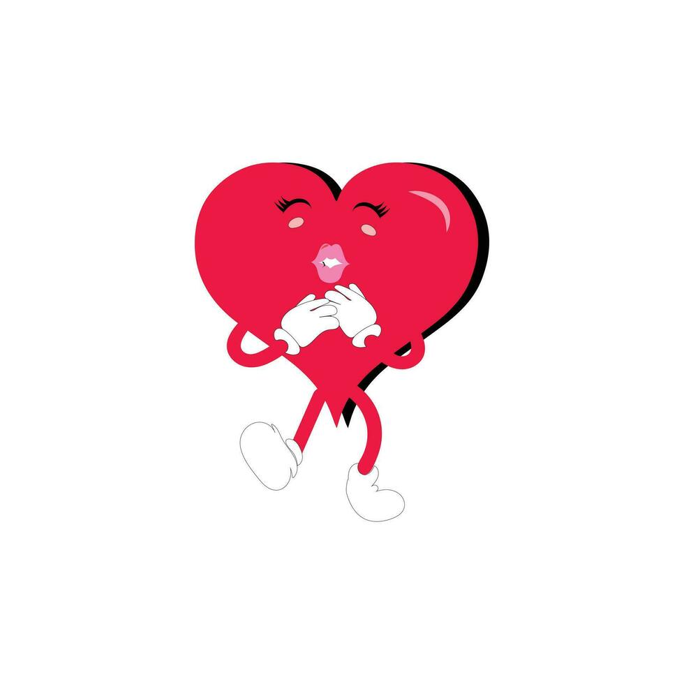 Love heart cartoon with many expressions. different love heart activity vector illustration flat design. smart love heart for children story book.