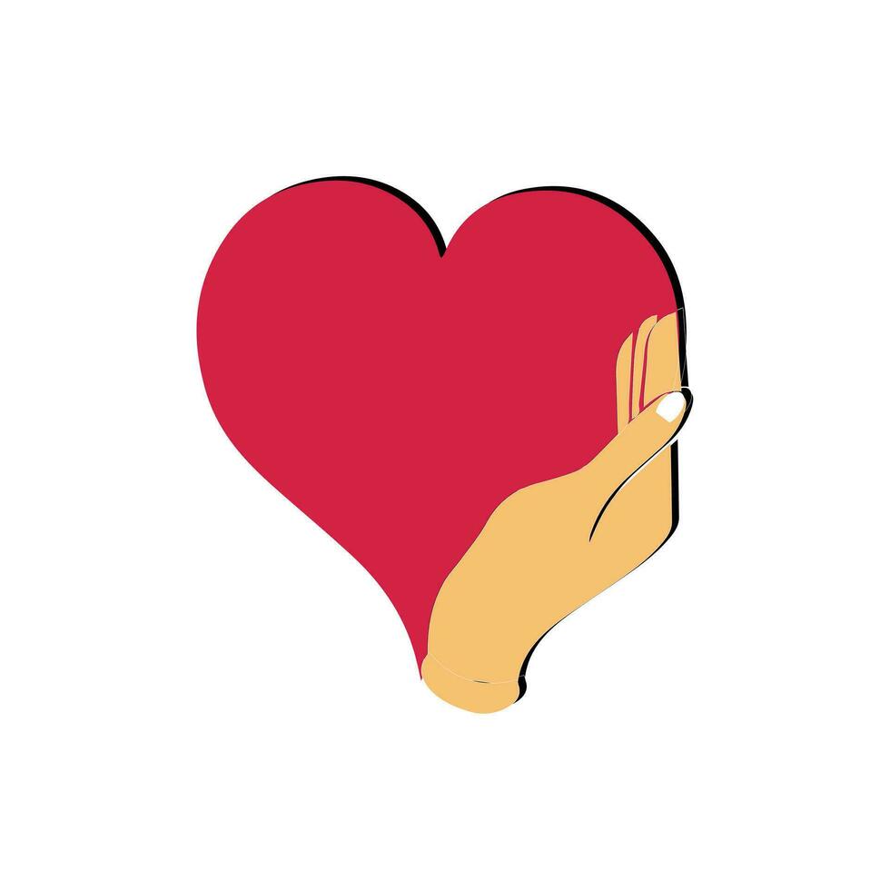 Self hugging line icon, Love yourself, cute cartoon heart character hug. Heart for love, affection, care, relationships, special days concept. Awakening positive emotions inside us. vector