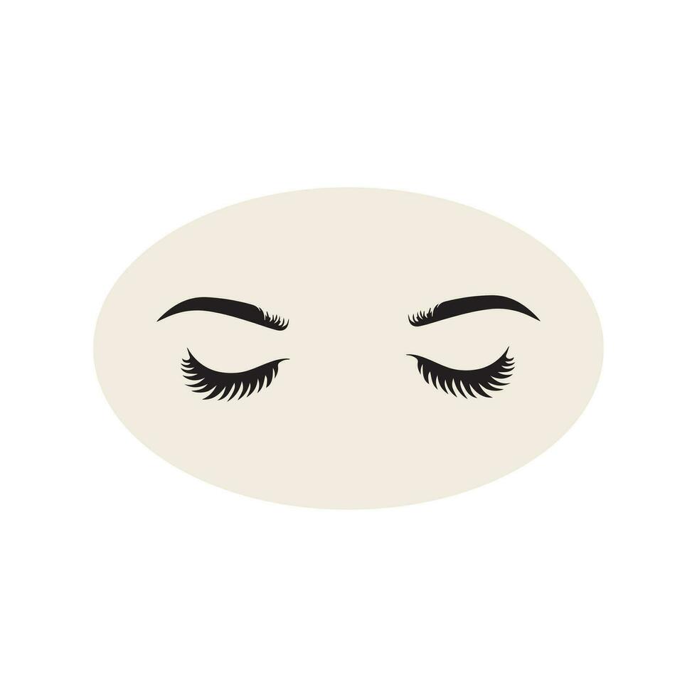 Female eyes icon with eye brows. Illustration of woman's sexy luxurious eye with perfectly shaped eyebrows and full lashes. Hand-drawn Idea for business visit card, typography vector. vector