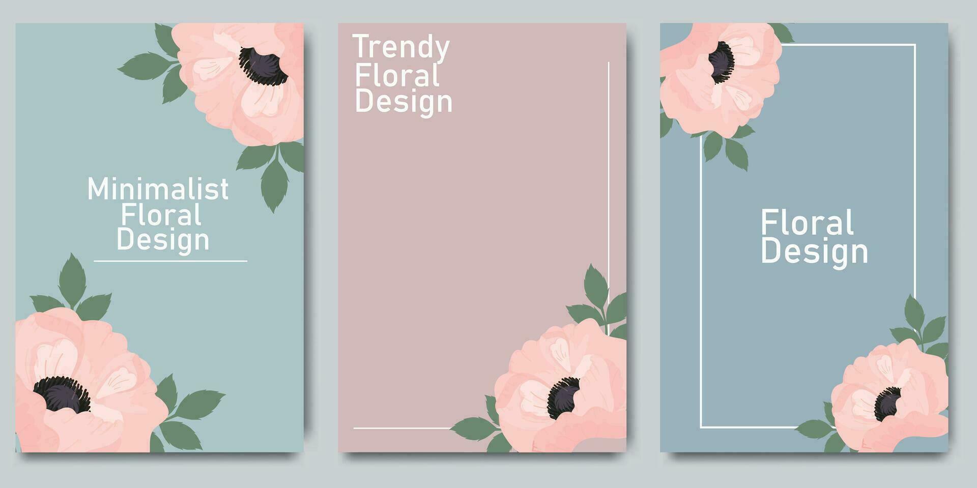 Minimalist Floral Design with peonies. Trendy floral branch and minimalist flowers. Templates for celebration, ads, branding, banner, cover, label, poster, wedding. vector