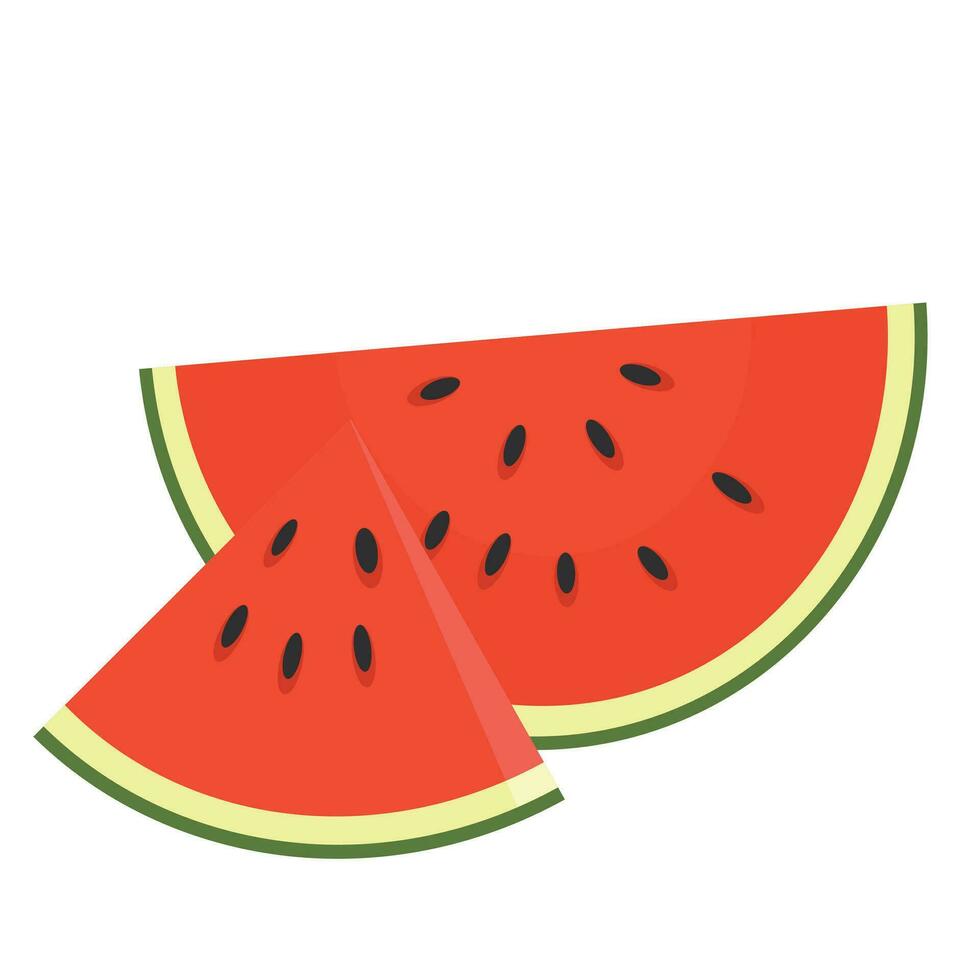 Watermelon. Watermelon slice vector illustration. Summer fruit on white background. Summer Seasonal element