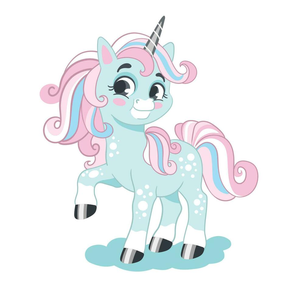 Cute cartoon winter unicorn vector illustration